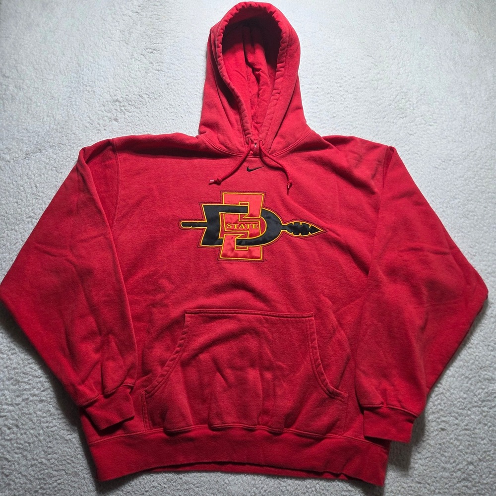 Vintage Nike SDSU San Diego State University Hoodie Mens XL Red Pullover Y2K
